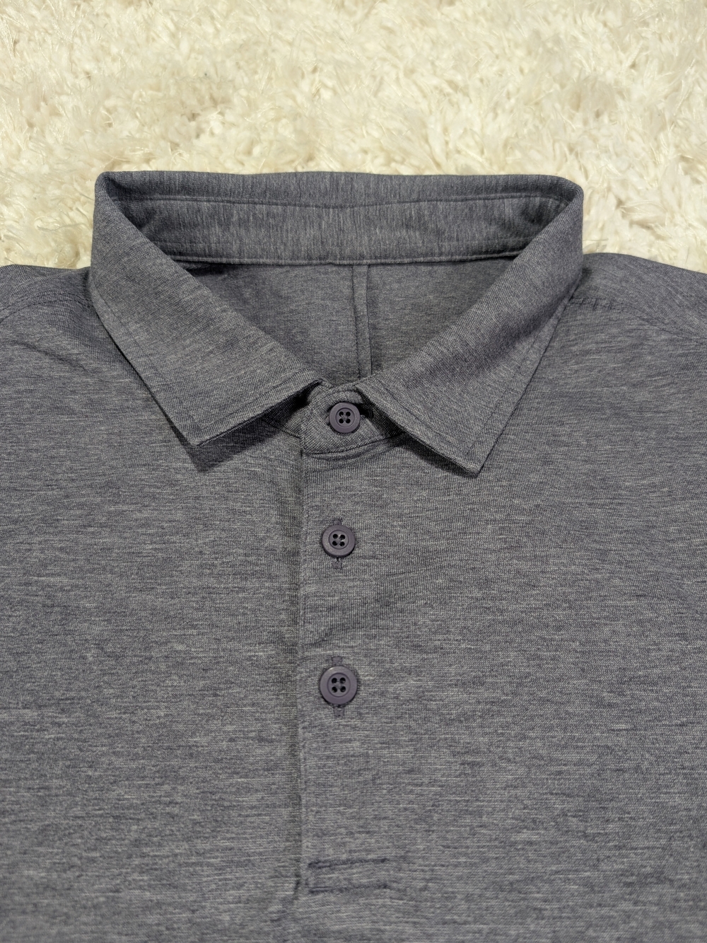 lululemon athletica Men's Heather Charcoal Gray Purple Polo